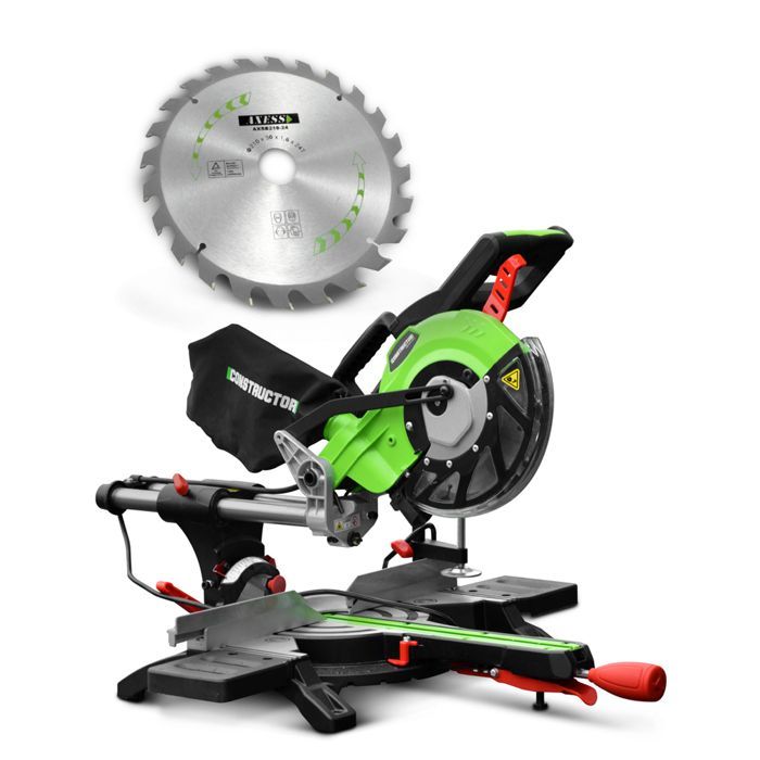 1800w-210mm Radial Mitre Saw with Laser and Dual Bevel - Constructor