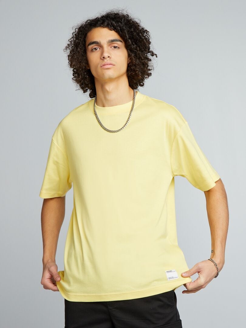 Camiseta de algodón de cuello redondo - AMARILLA