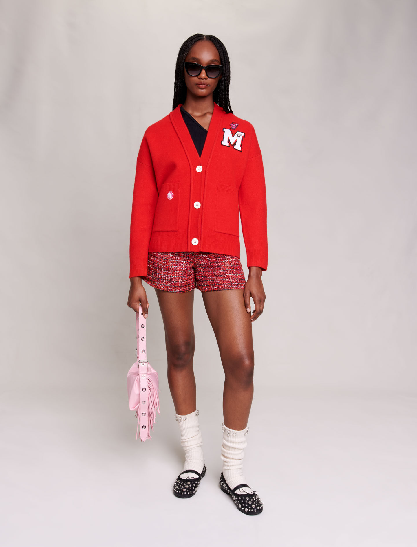 Gebreid vest-Rouge coquelicot
