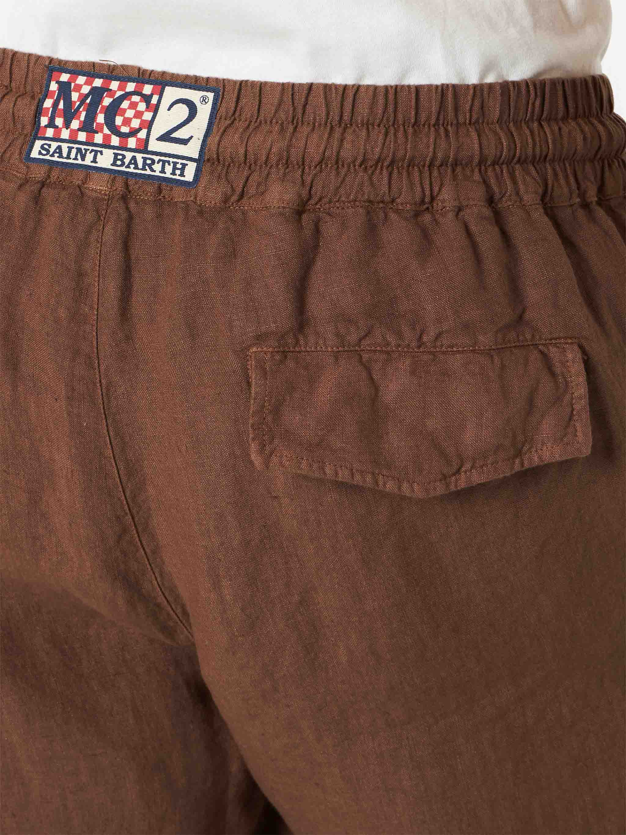 Bruine linnen herenbroek