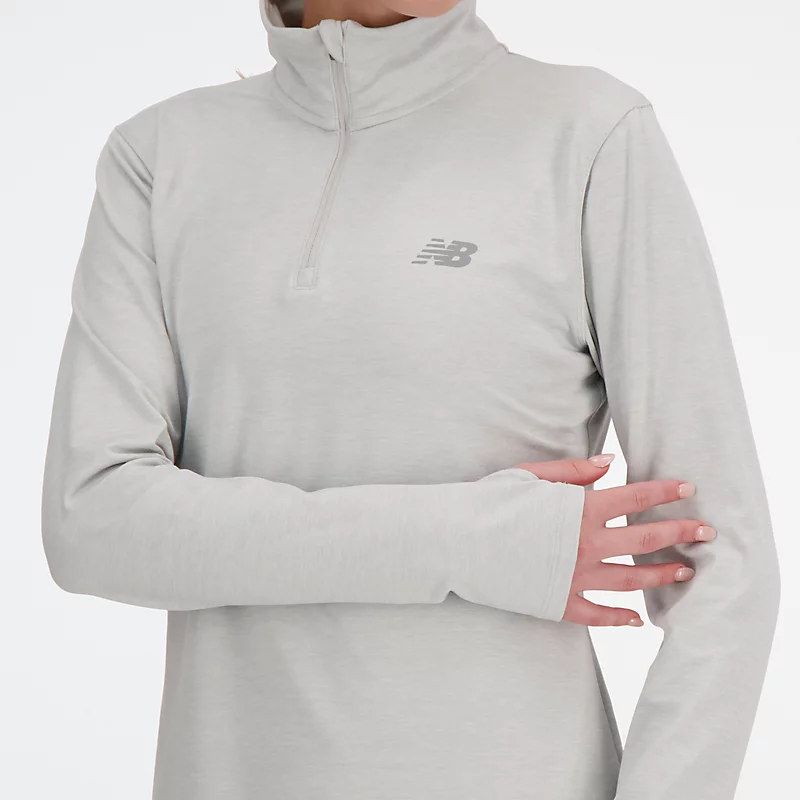 Pull à col zippé 1/4 Space Dye pour femme - Gris cendré