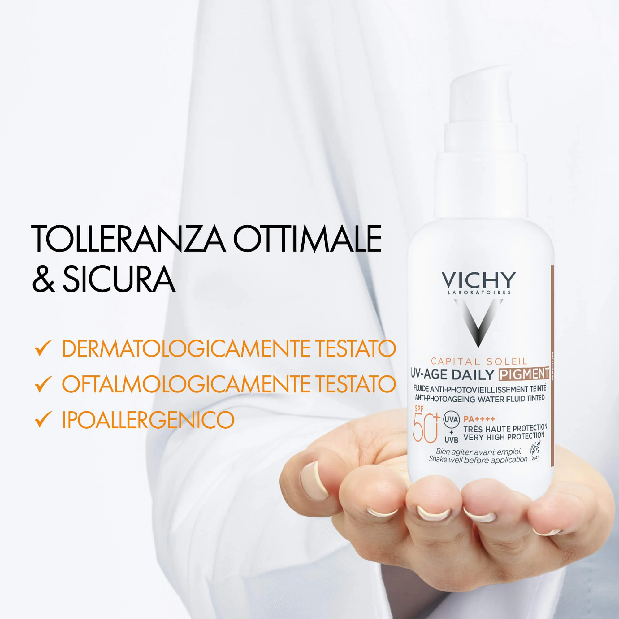 Capital Soleil UV-Age Daily Pigment Medium SPF50+ - Trattamenti Protettivi, Crema viso colorata idratante, Solare viso alta prot.