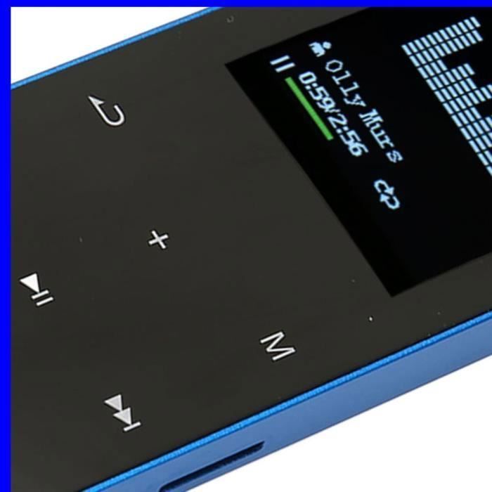 lecteur MP3 avec Bluetooth Lecteur MP3 8G Bluetooth 4.2, écran 1.8 pouces, réduction du bruit, lecteur MP4 son mp4 Noir Bleu