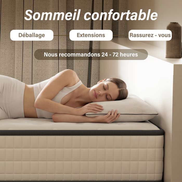 Colchón de 90x190cm, juego de cama completo, 16cm de grosor + Edredón de tela transpirable + Sábana + Funda de almohada, STANOW