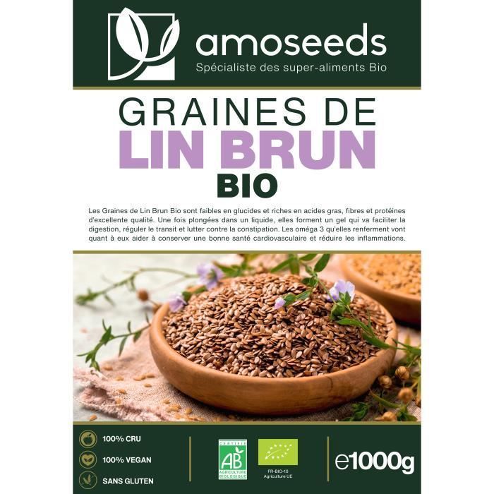 Graines de Lin Brun Bio 1KG - Qualité Supérieure - amoseeds