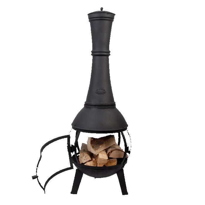 Brasero - ESSCHERT DESIGN - Chimenea de exterior - Hierro fundido - 43x120 cm - Puerta de malla