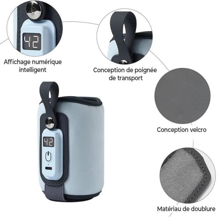 Chauffe-biberon portable USB YSINOBEAR - Régulation intelligente de la température à 38-52℃ - Bleu