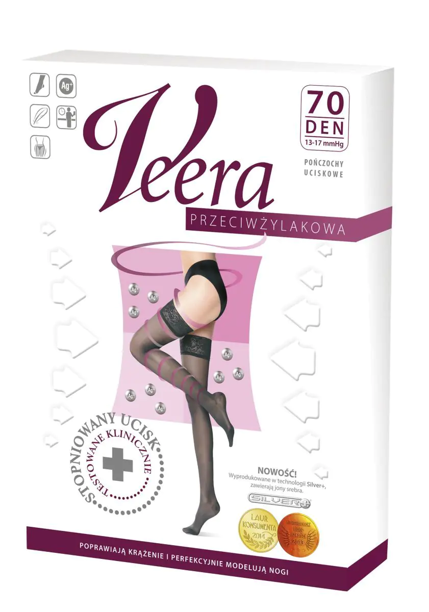 Veera Pończochy przeciwżylakowe 70 DEN, Kolor Grafit, Rozmiar 1/2