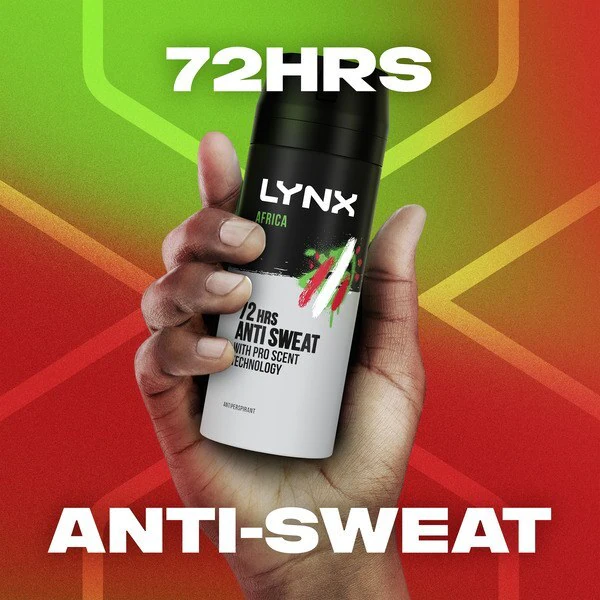 Desodorante antitranspirante en spray Lynx de 72 horas para África, 150 ml.