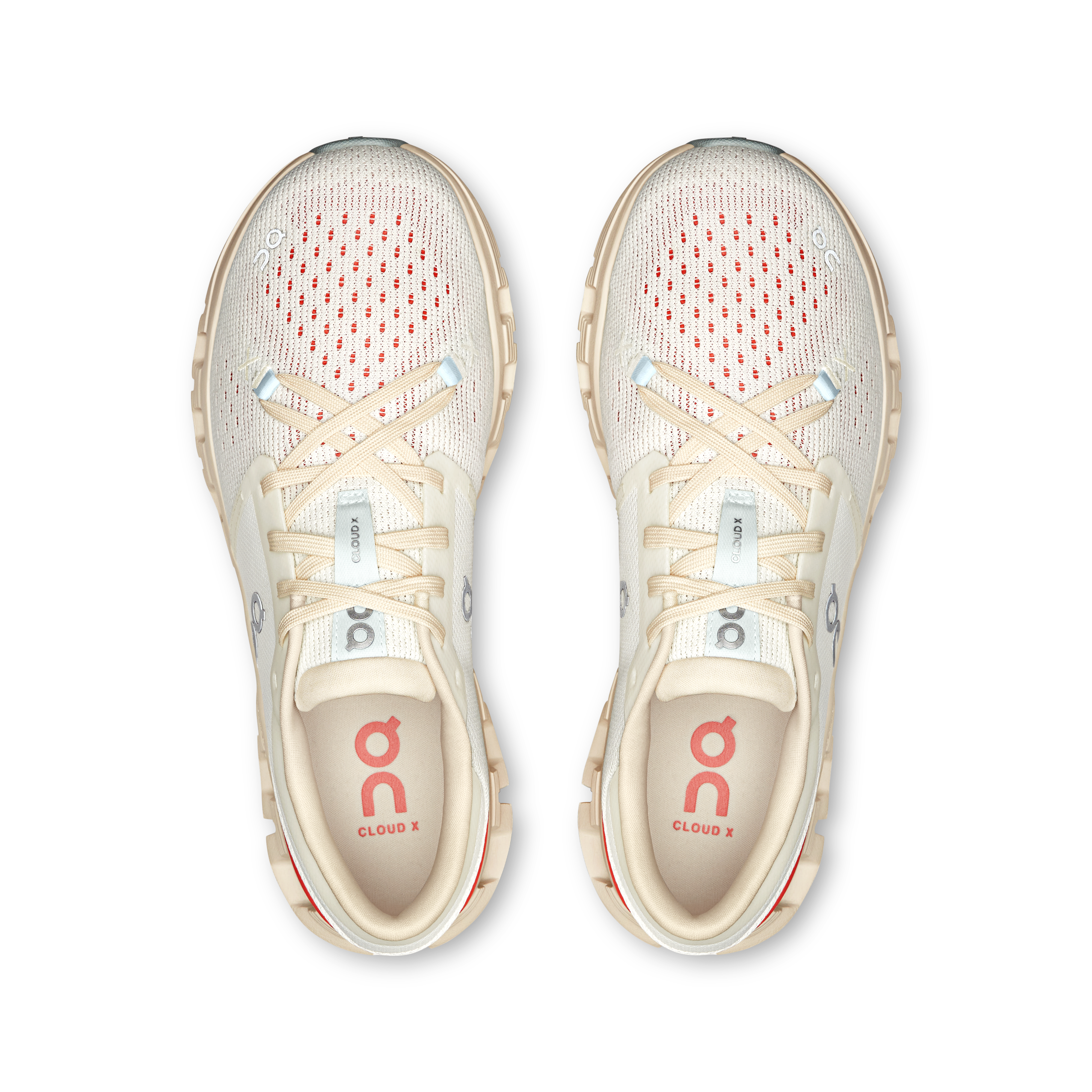 On Cloud X 4 Damenschuh, Elfenbein | Lachs