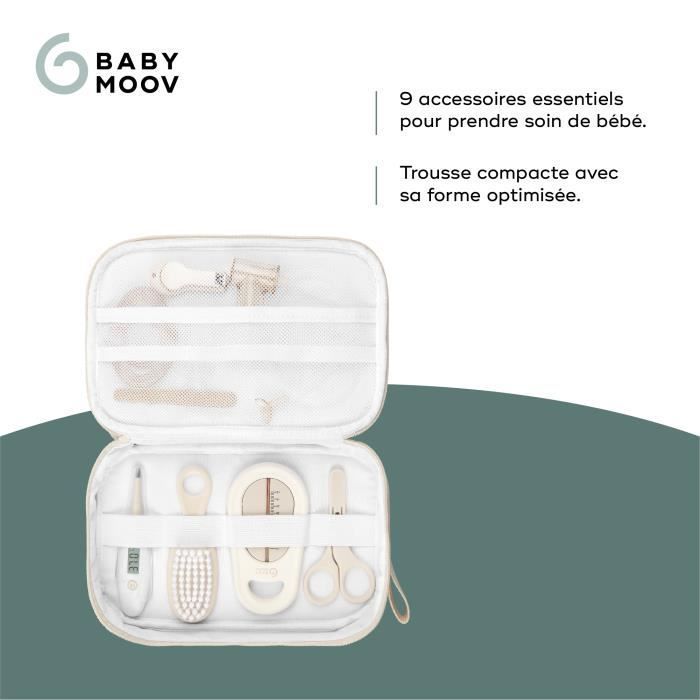 Babymoov Trousse de soin bébé - Dès la naissance - Compact avec 9 Accessoires essentiels de soin, Sable