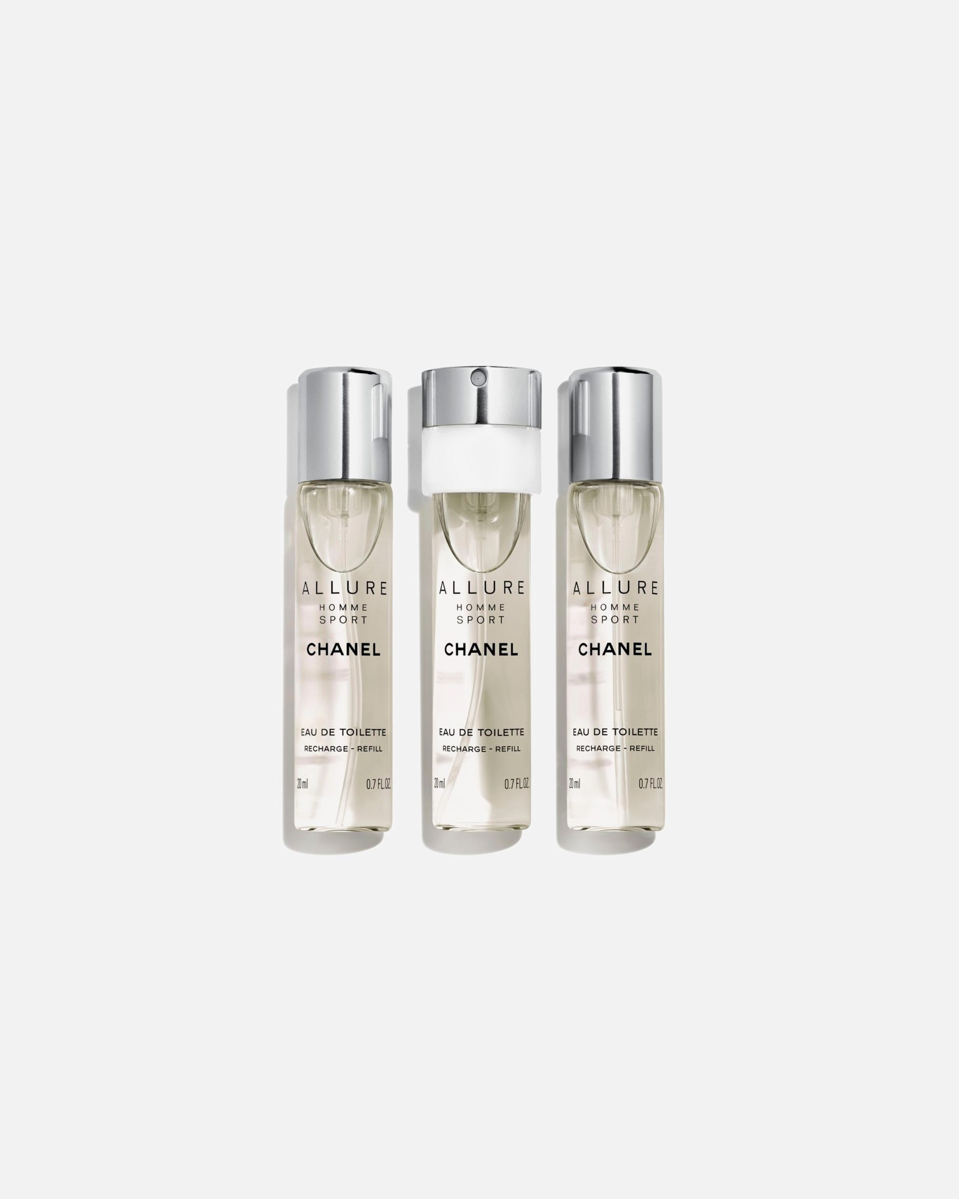 CHANEL tualetinis vanduo ALLURE HOMME SPORT TWIST AND SPRAY PAKRAUJAMAS BUTELIS 3 x 20 ml - EAU DE TOILETTE - 60 ml