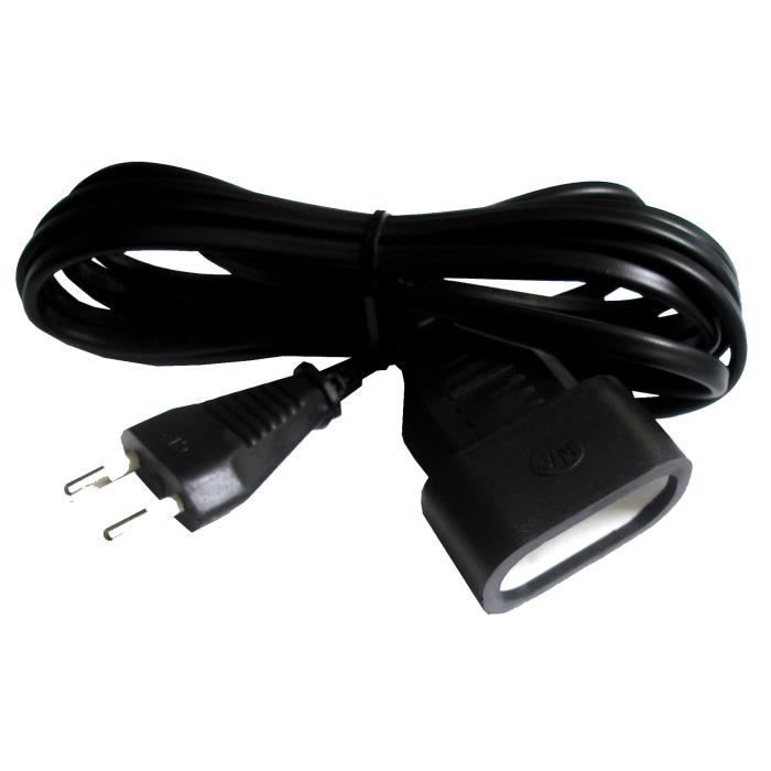 Cable de extensión de 2 m - HO3VVH2F 2x0,75 mm² 6 A - negro - Zenitech