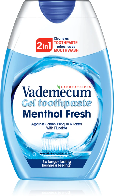 Vademecum 2 em 1 Mentol Fresh - Creme dental e enxaguante bucal 2 em 1