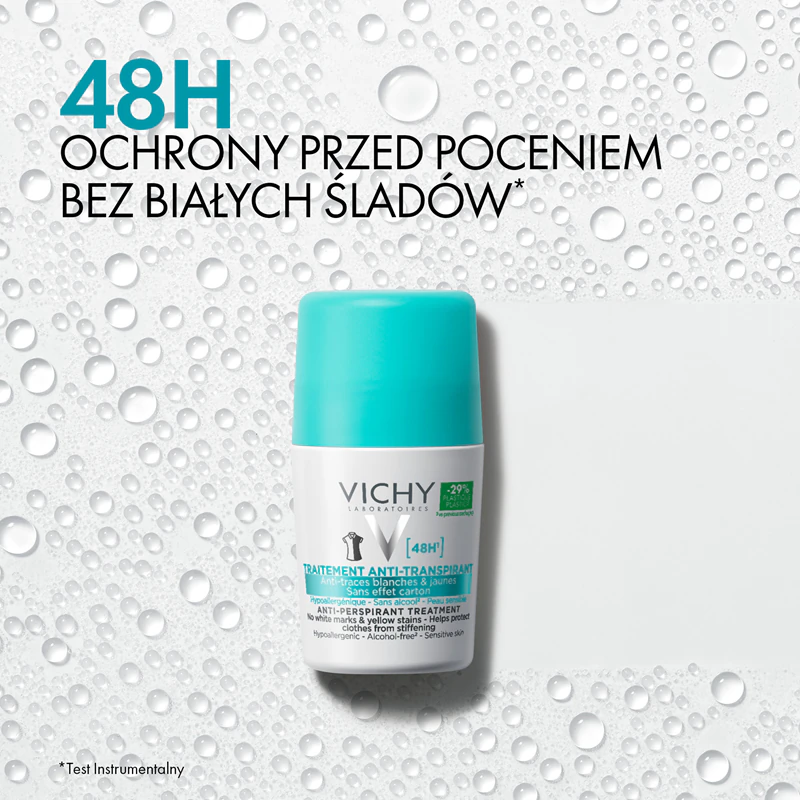 Desodorante roll-on antitranspirante Vichy 48h contra manchas brancas e amarelas