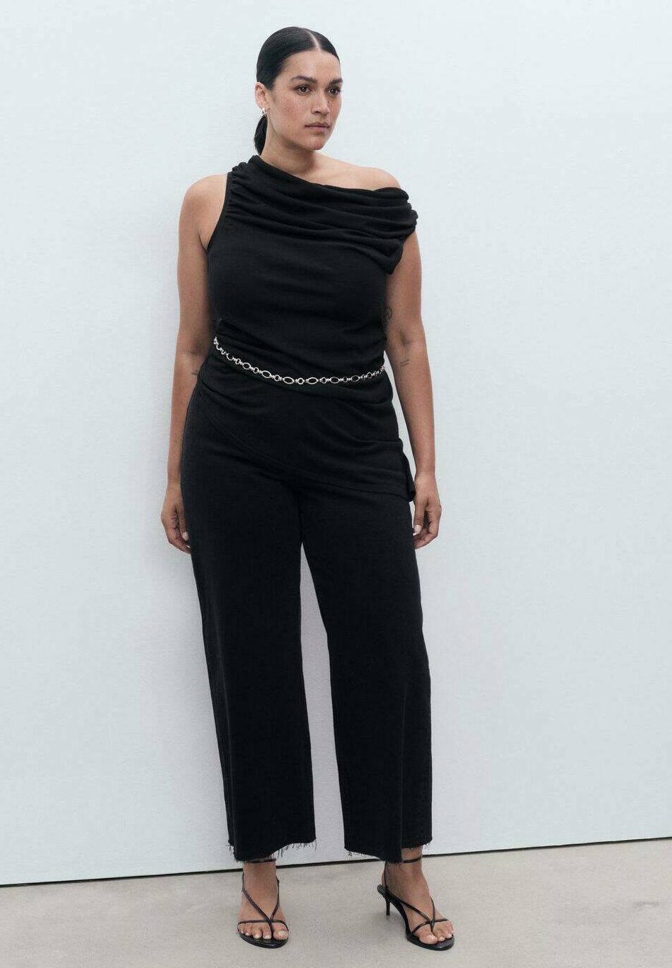 Jean évasé taille haute Mango CATHERIN CULOTTE - denim noir