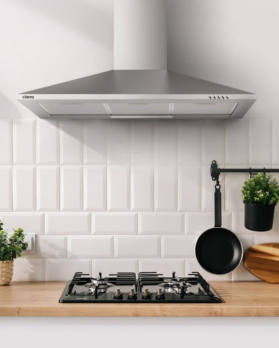 CIARRA Hotte Aspirante 90cm A++ 370 m³/h 3 Vitesses Evacuation & Recyclage avec 2pcs Filtre à charbon INOX