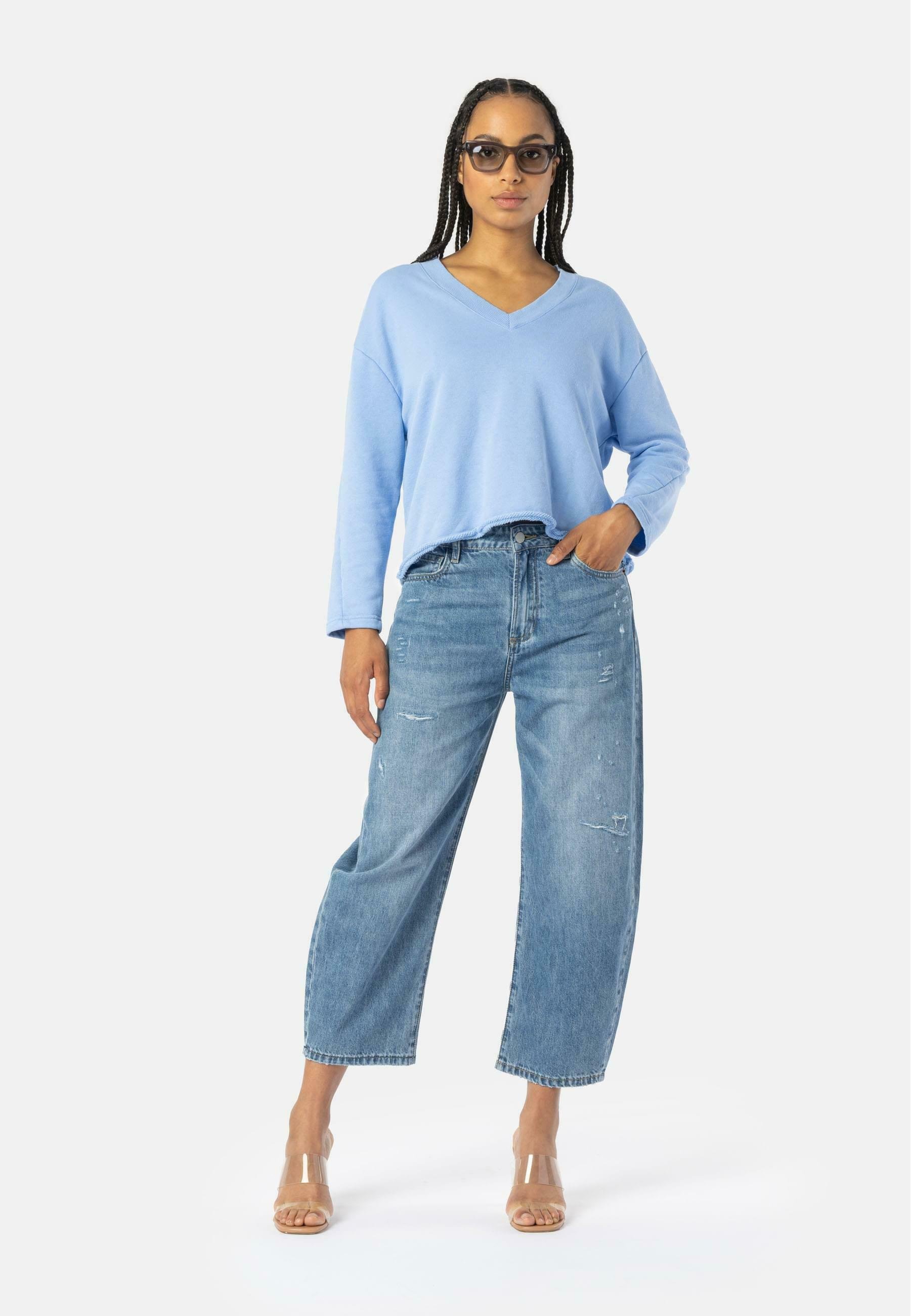 Elias Rumelis YOANA - Relaxed fit jeans - staalblauw