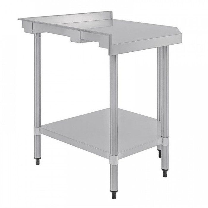 Tavolo angolare in acciaio inox (H)960 x (L)800 x (P)600 mm con alzatina