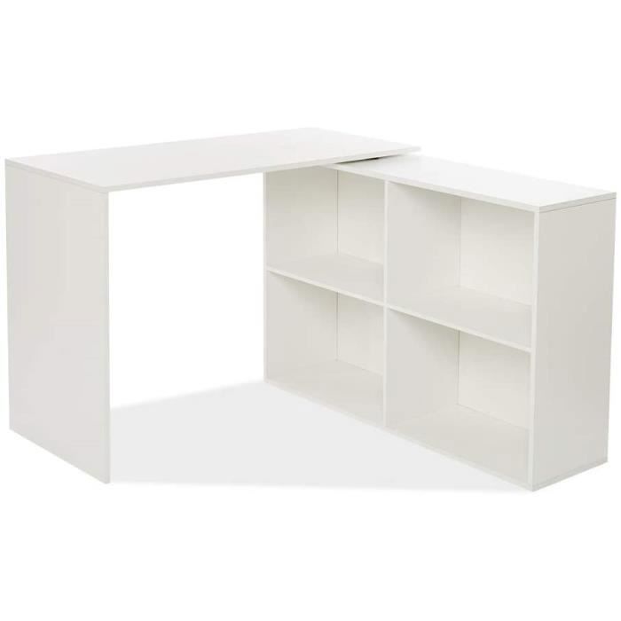 Corner desk with storage, 4 shelves, reversible corner, computer desk, wood, white - Mondeer