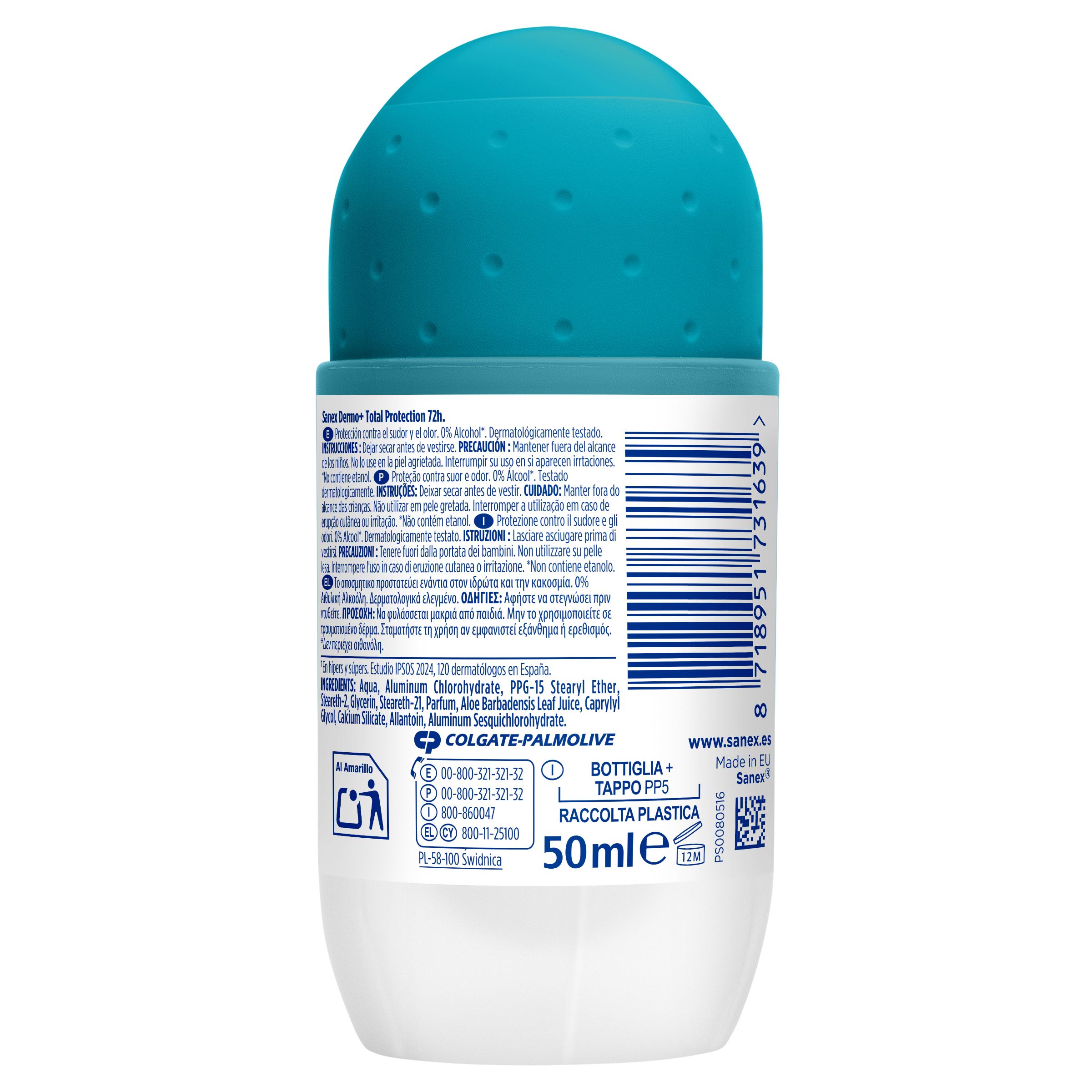 Rutulinis dezodorantas „Dermo Total Protection 72 val.“ antiperspirantas Rutuliniai dezodorantai