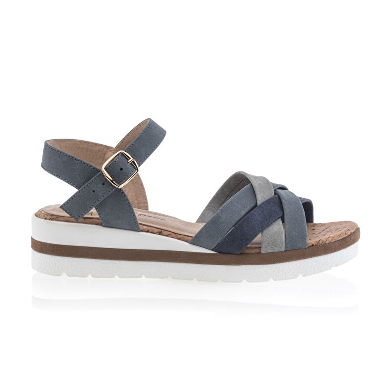 Blå sandaler / sko med åpen tå til dame