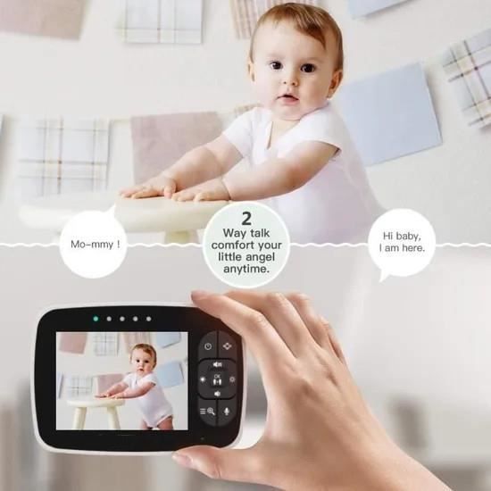 Kabelloses Babyphone mit 360°-Drehung, Fernsteuerung für Schwenken/Zoomen, 1080p-Kamera und 3,5-Zoll-Farb-LCD-Display
