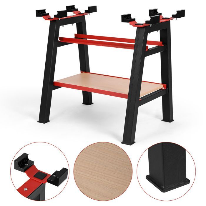 Soporte para levantamiento de pesas - Estante de almacenamiento para fitness - Soporte para entrenamiento con pesas - 67,5 x 47 x 66 cm - Negro