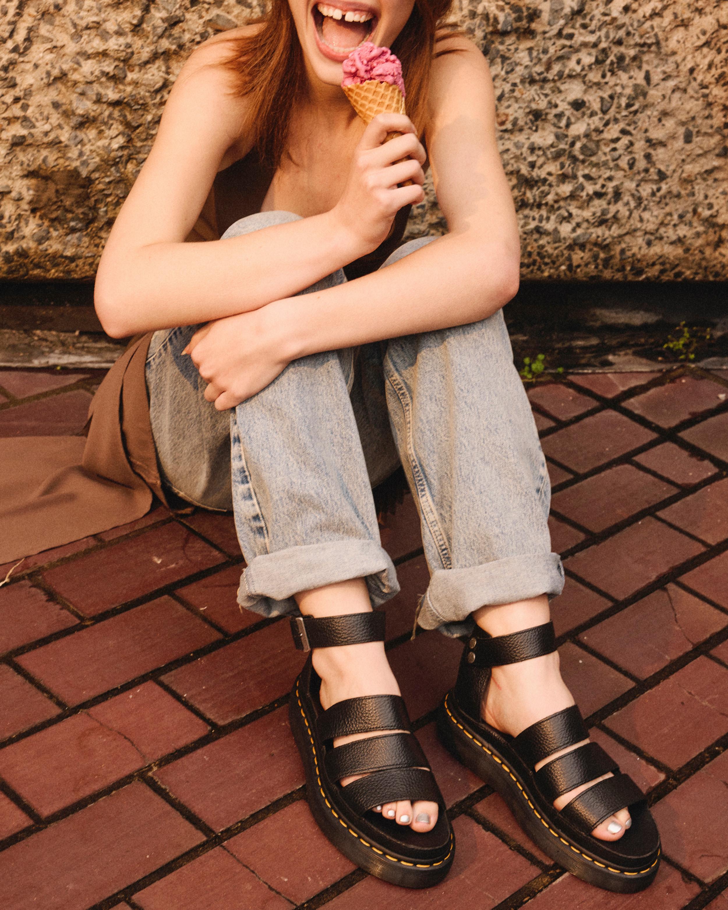 Clarissa II Quad Milled Nappa Leder Plateau Sandalen