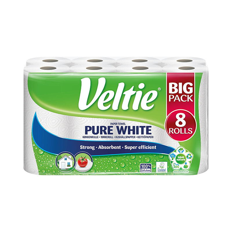 Veltie tørkeruller 8-pakning Veltie