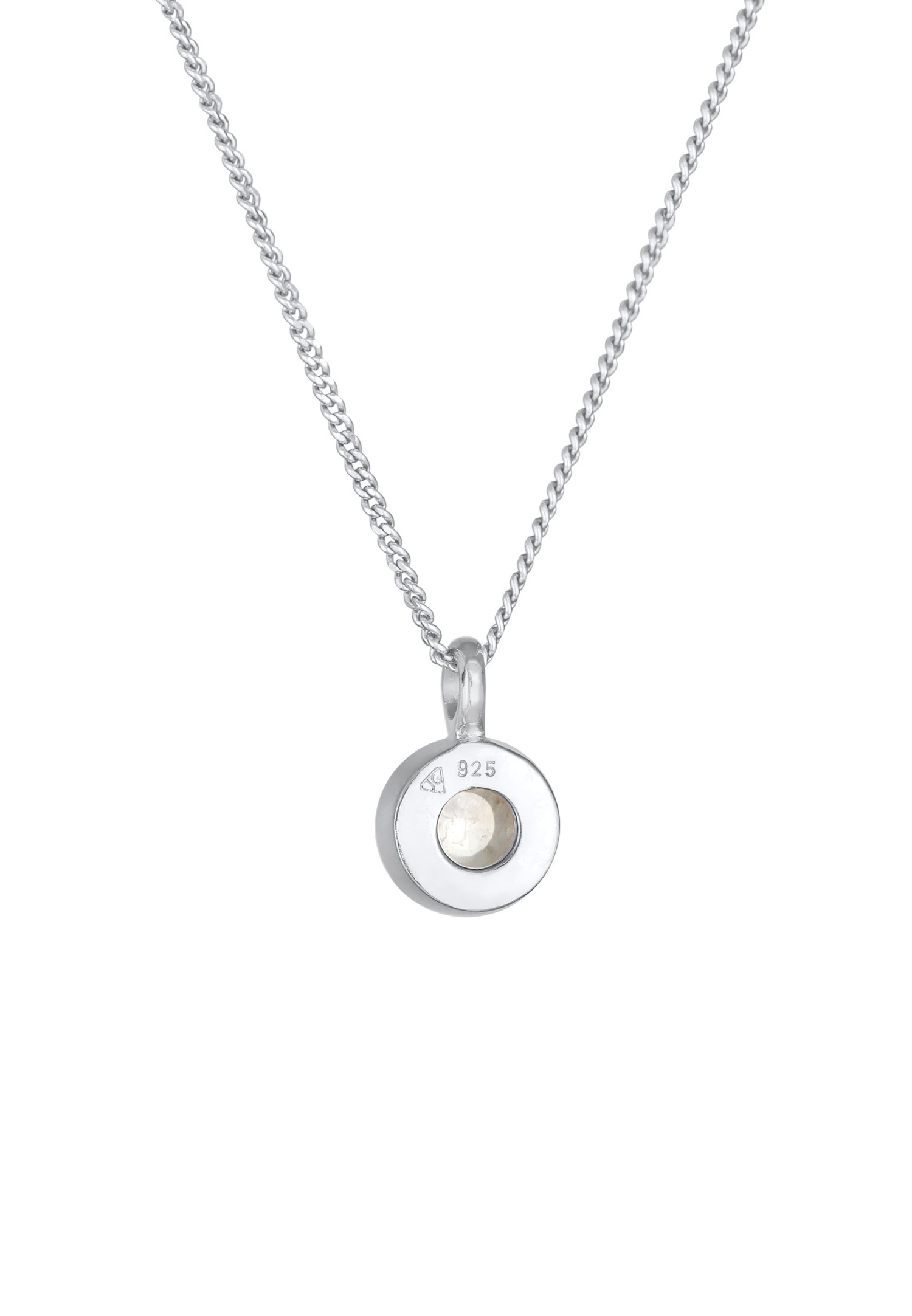 Elli PREMIUM Pendentif Solitaire Femme Classique avec Pierre de Lune en Argent massif 925