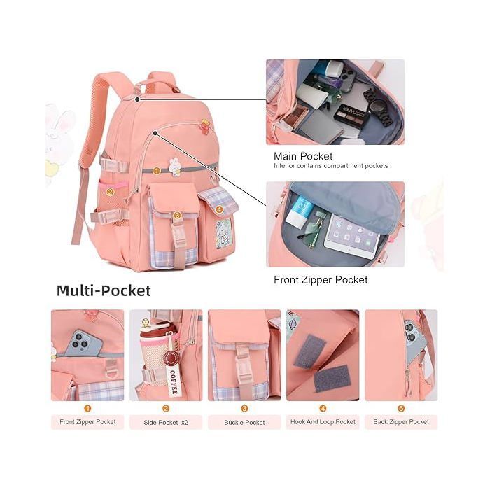 Sacs à dos pour enfant Nylon Sacs portés Dos pour étudiants Grande capacité Sac d'école adolescent Cartable Multi-Poches