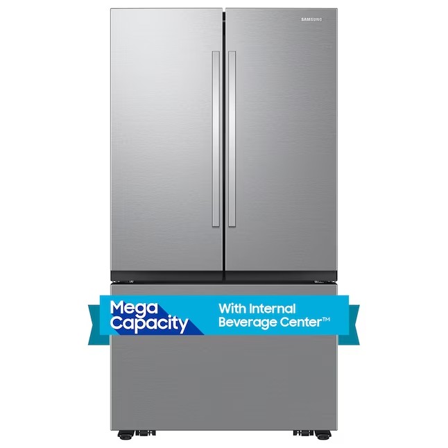 Refrigerador Samsung Mega Capacity de 31,5 pés cúbicos com portas francesas e máquina de gelo dupla (aço inoxidável resistente a impressões digitais) ENERGY STAR