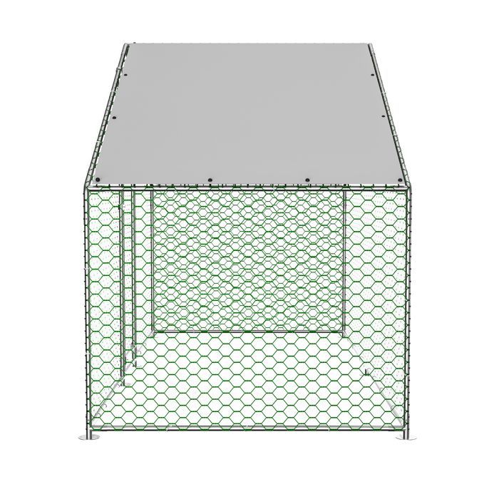 Enclos Poulailler 4.5 m² avec Toit Imperméable, Acier Galvanisé, Parc Grillagé 3x1.5x2m pour poules,lapins, Anti UV