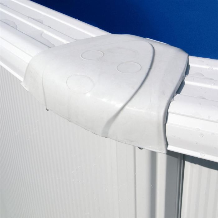 GRE - Kit de piscina ovalada de acero blanco para montaje sobre el suelo, 5,27 m x 3,27 m x 1,22 m de altura (incluye filtro de arena y escalera).