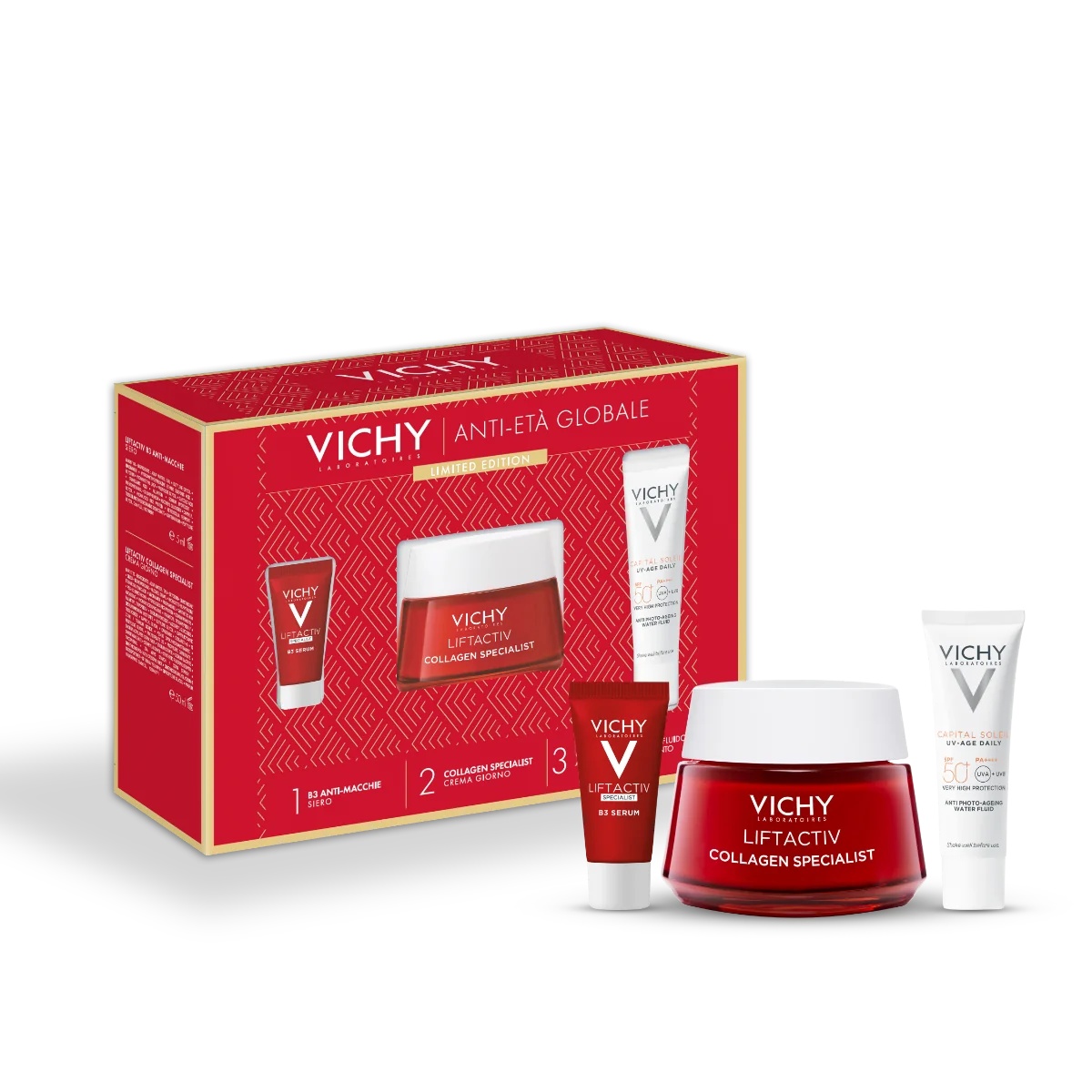 VICHY Vichy Liftactiv Specialist Set Serum tegen huidimperfecties 5 ml + Dagcrème 50 ml + Dagcrème UV-age SPF 50+ 15 ml