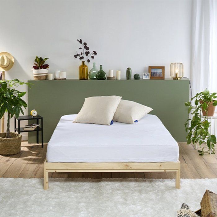 Protège-matelas Anti-punaises de lit 160x200cm Housse intégrale imperméable et respirante pour matelas jusqu'à 30cm - BLEU CALIN