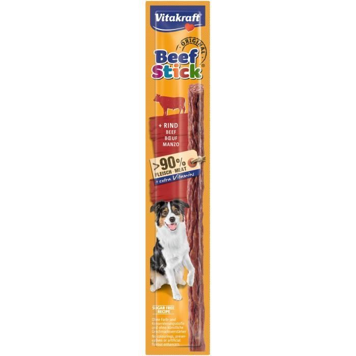 Premios para perros VITAKRAFT sabor carne de res en forma de palitos - Paquete de 50 sobres - Palitos de 12 g