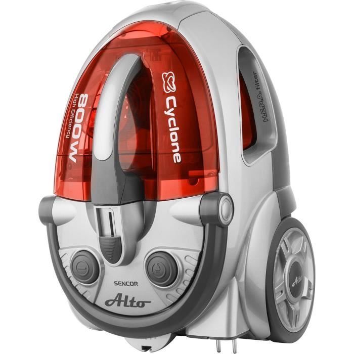 Bagless Vacuum Cleaner - SENCOR - SVC 730RD-EUE2 - ECO Motor 800 W - 76 dBA - 1.5 L - Cyclone System - Silver / Red