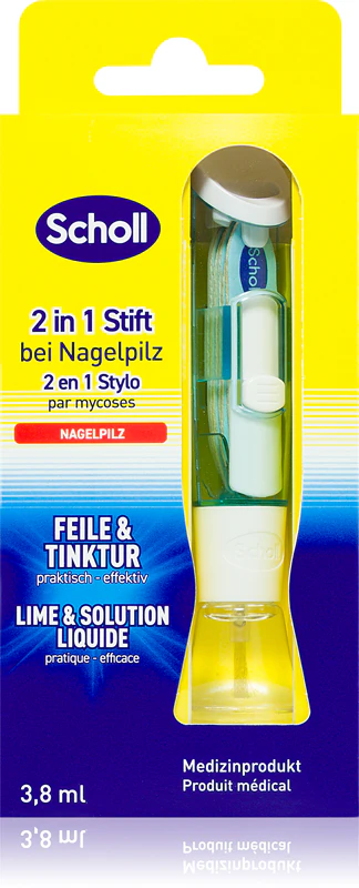 Tratamento Scholl para fungos nas unhas.