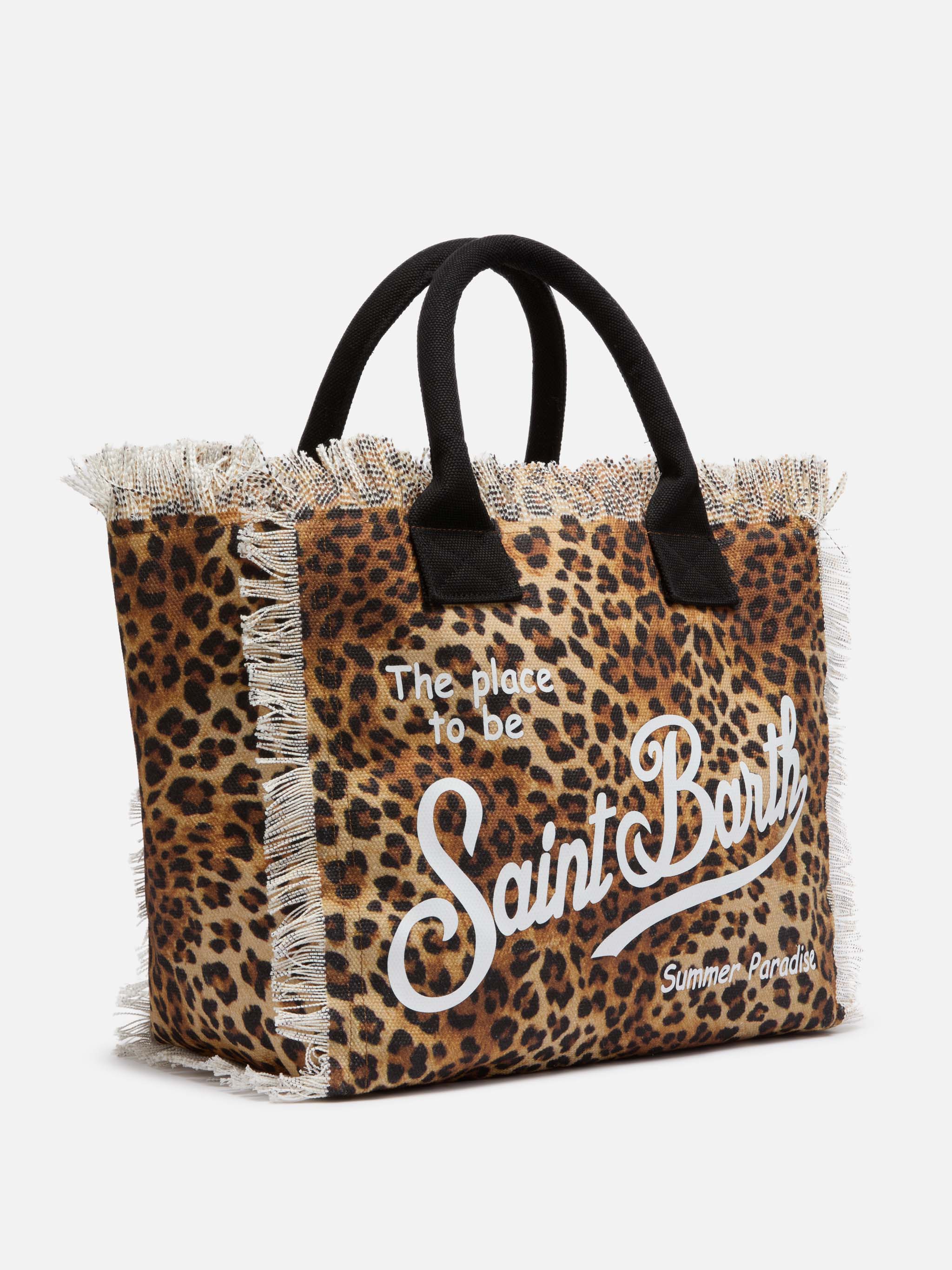 Sac bandoulière Vanity en toile de coton à imprimé léopard