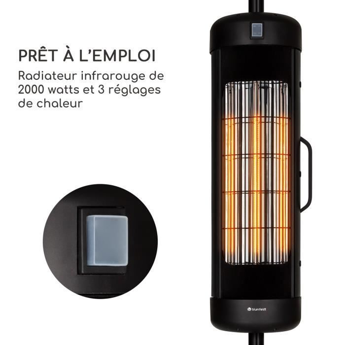 Calefactor de exterior Blumfeldt Heat Guru Turbo - 2000W IP54 - Negro