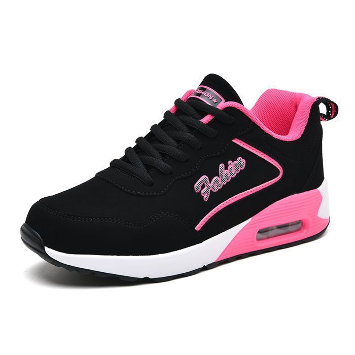 Løpesko for kvinner - HENRVIEG - Pustende og lette - Sklisikre Air-sneakers - Svartrosa
