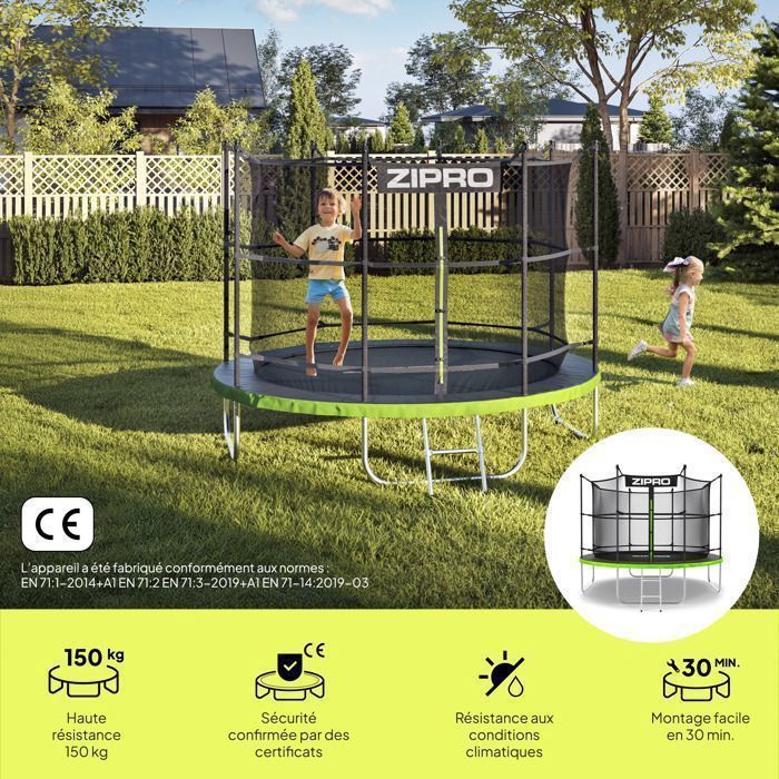 Trampolino ZIPRO JumpPro IN - 312 cm (10 piedi) - Portata massima 150 kg - Sistema a sezione trasversale - Sicuro - Per esterni
