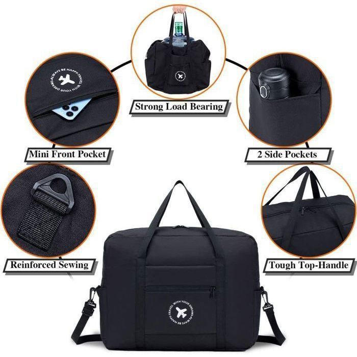 Bolsa deportiva plegable - HAUTSTORE - 45x36x20cm - Gris - Multiusos - Ideal para viajar