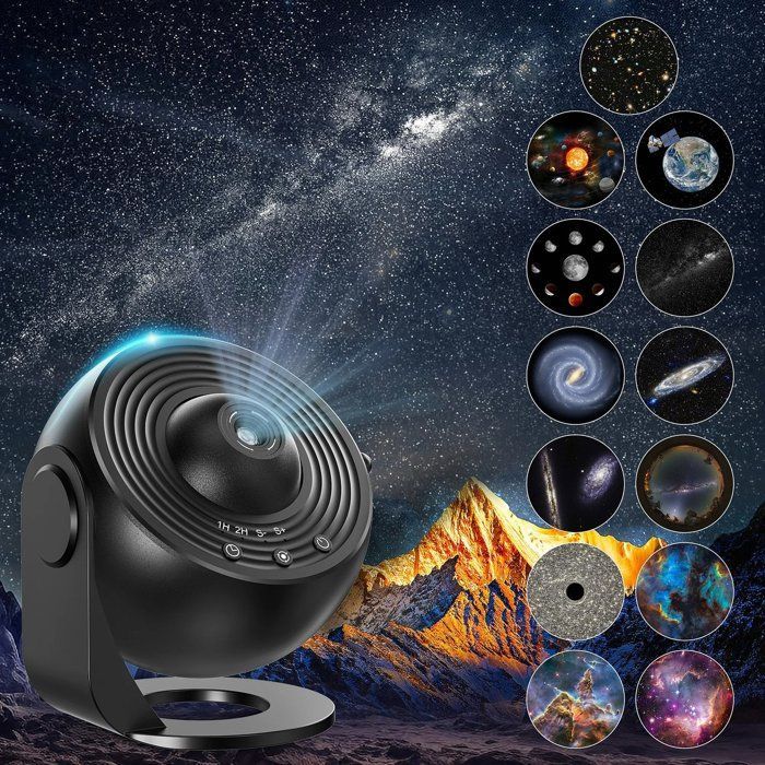 Projecteur de nuit 360°,ciel étoilé, système solaire,lune, nébuleuse, Voie lactée,cosmonaute, pour enfants et adultes-Lampe