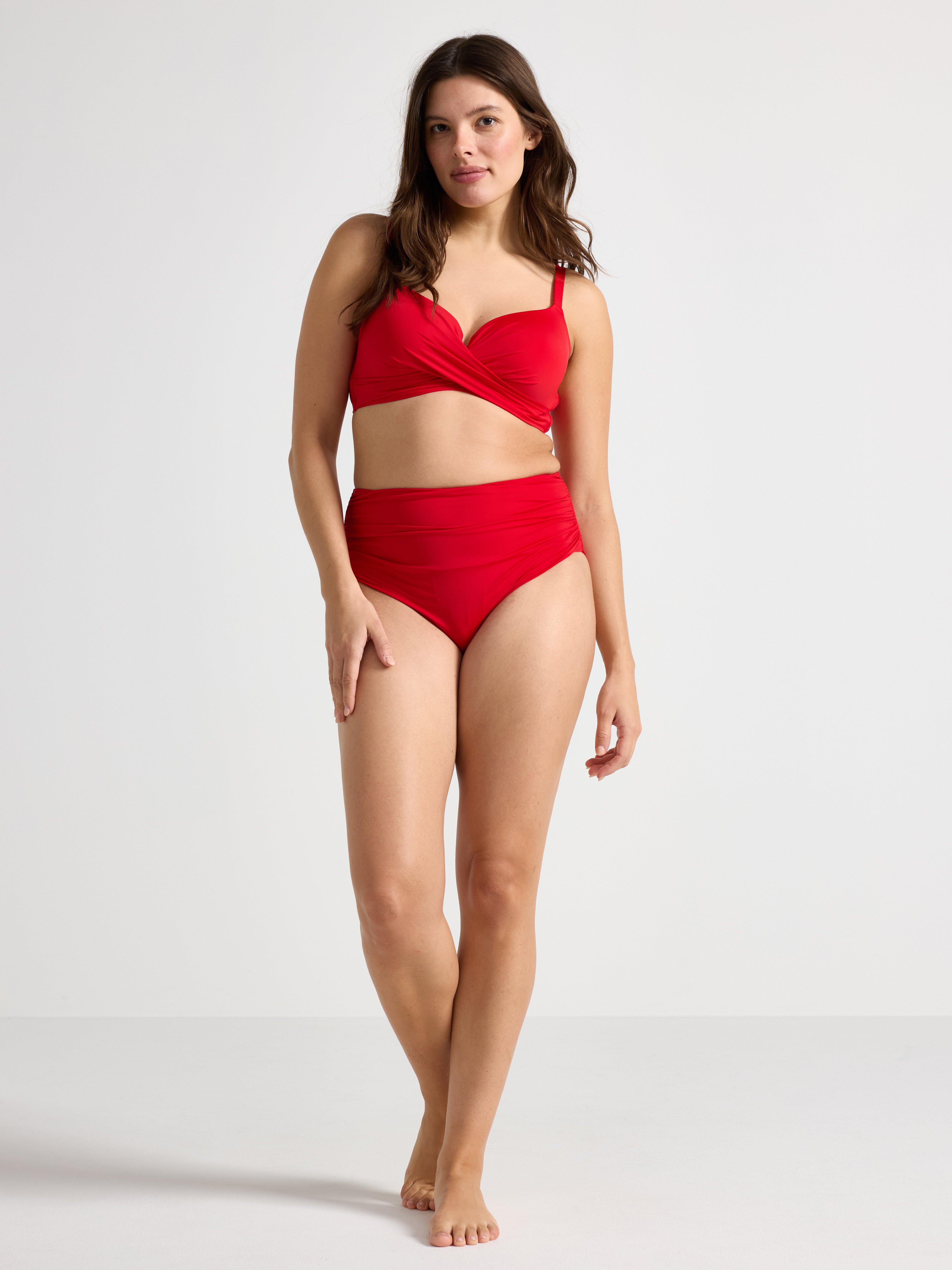 Braguita de bikini moldeadora de talle alto roja