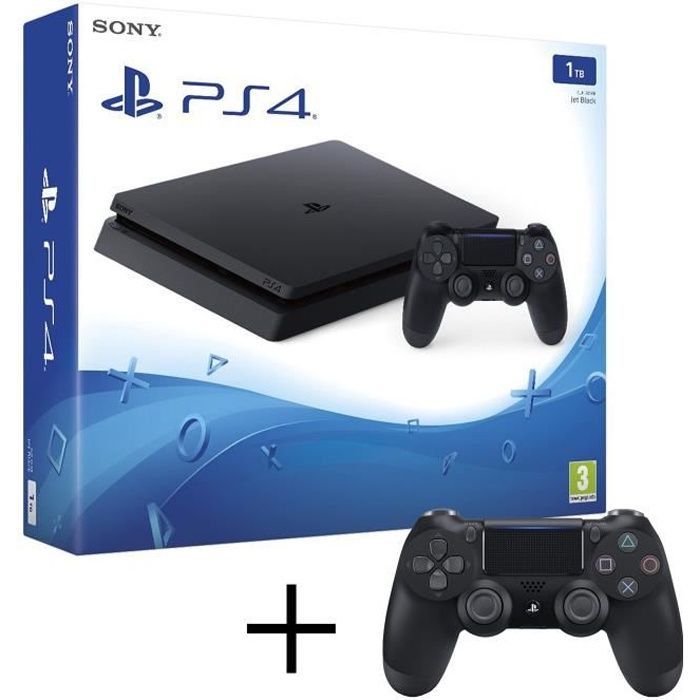 Consola doméstica - Sony - PS4 Slim - 1000 GB - Negra - Incluye 2 mandos Dualshock 4