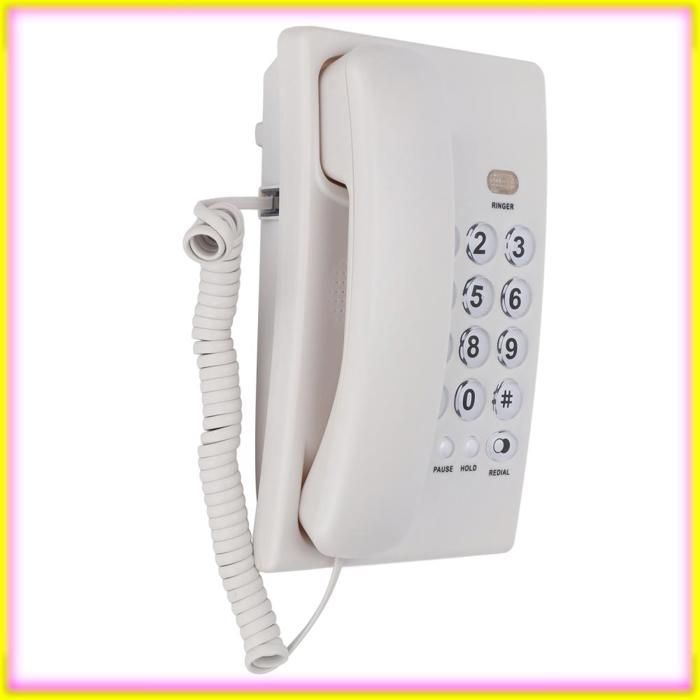 Keenso KXT504 Desk Phone, Corded Desk Phone, Multifunctional Landline Phone with Large Buttons for GPS, White