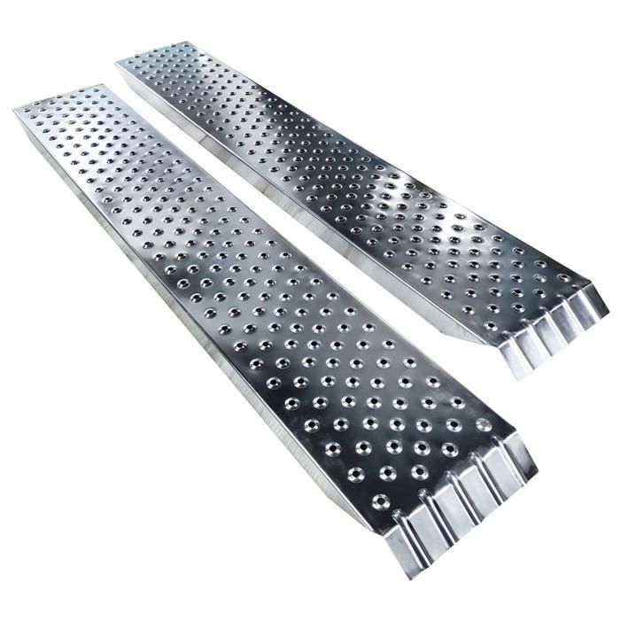 VOUNOT® Juego de 2 rampas de carga de acero galvanizado de 160 cm - Carga máxima de 400 kg - Rampa de acceso antideslizante y anticorrosión